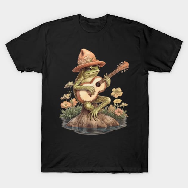 Cottagecore Aesthetic Frog Cute Vintage T-Shirt by TriHarder12